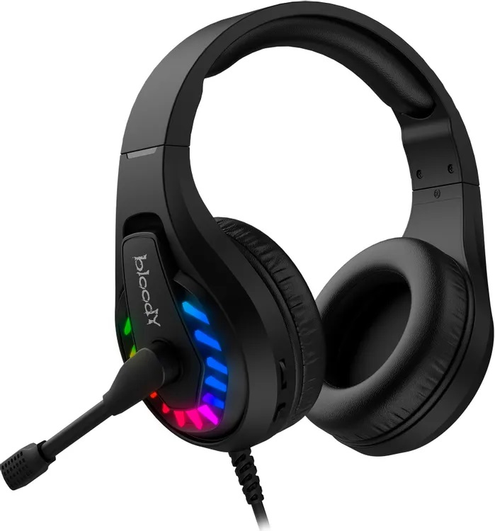 Наушники A4Tech Bloody G230 (полноразмерные закрытые, подключение по USB, с микрофоном, регулятор, подсветка, игровые, виртуальный объёмный звук 7.1, 2m, black)