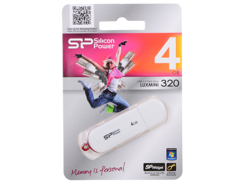 Флеш накопитель USB 2.0 4Gb Silicon Power LuxMini 320 (SP004GBUF2320V1W, white)