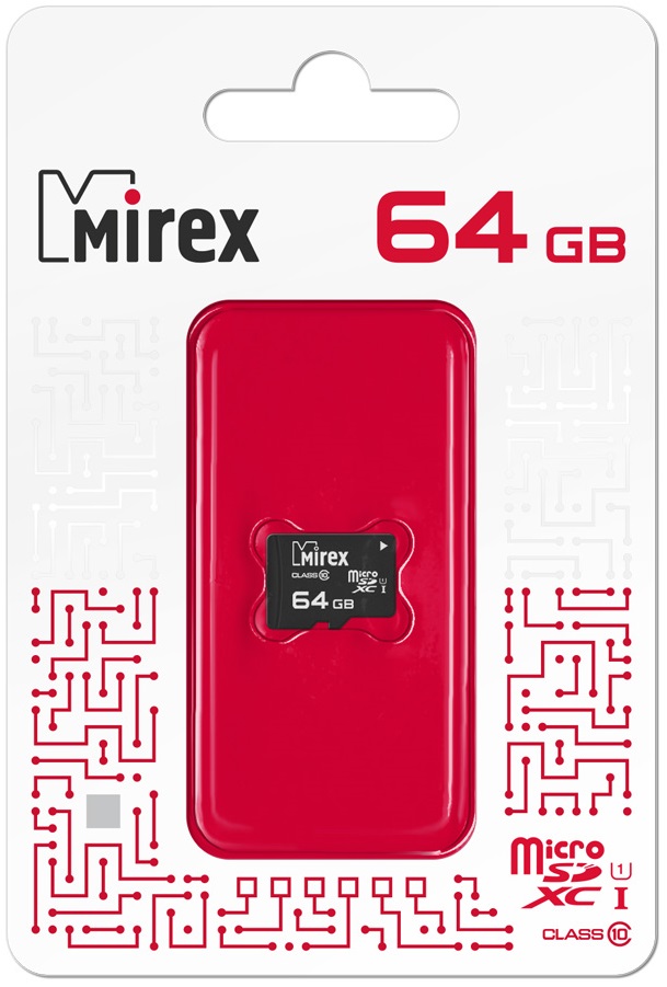 Карта памяти SDXCmicro Card 64GB Mirex (Class 10, UHS-I, 100MB/s, без адаптера)