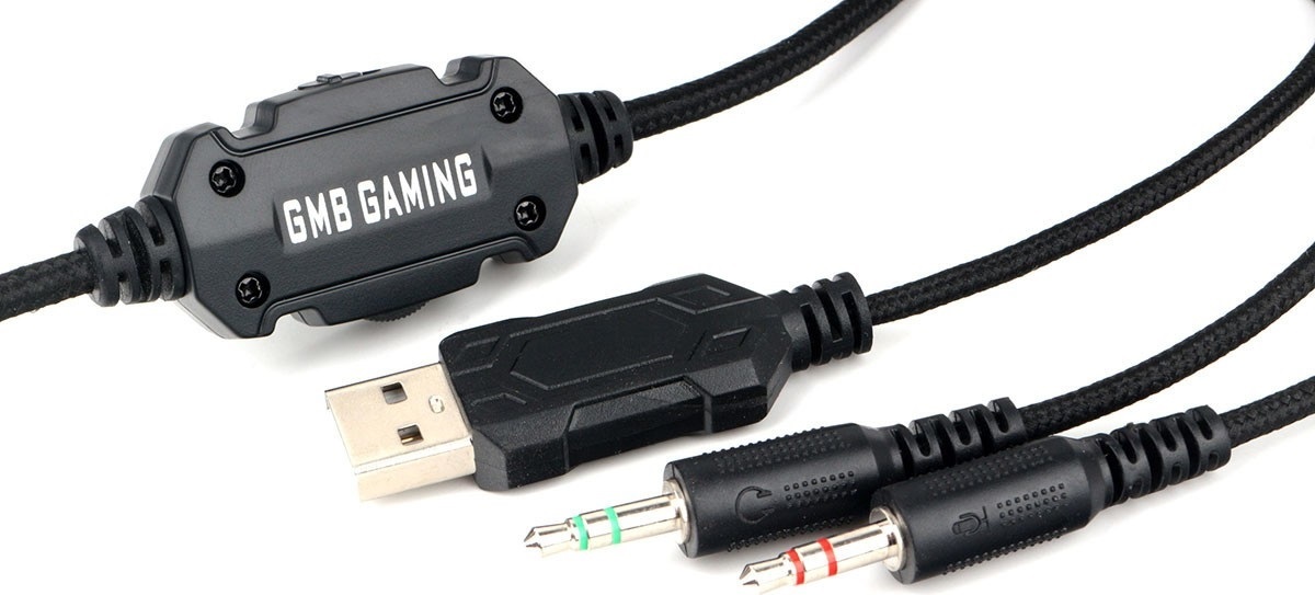 Наушники Gembird MHS-GX10 (полноразмерные закрытые, c микрофоном, RGB подсветка, игровые, регулятор, 2.2m, black)