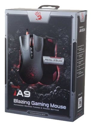Мышь A4Tech Bloody A9 Blazing (USB, optical, 4000dpi, игровая, black)