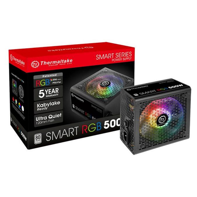 Блок питания Thermaltake 500W (Smart RGB 500W, 80+, 120mm, 20+4+4+4pin, 2*PCI-E 6+2pin, 5*SATA, 4*HDD, 1*FDD) RTL