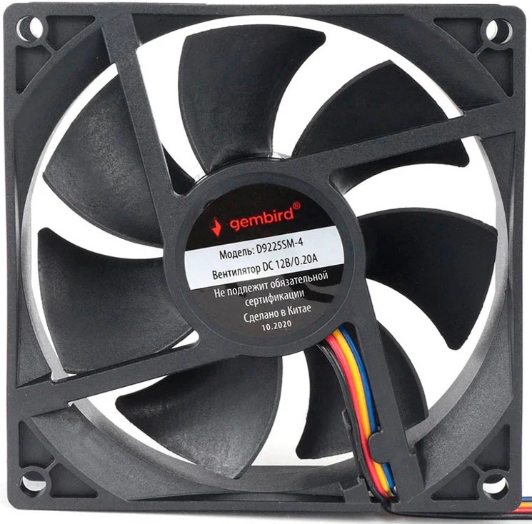 Вентилятор Gembird D9225SM-4 (90x90x25mm, sleeve, 4pin, PWM, black) OEM
