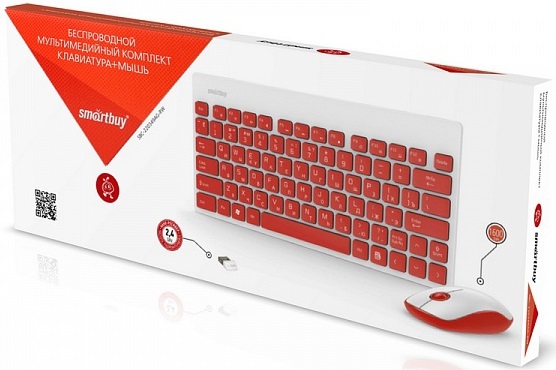 Клавиатура+мышь беспроводные Smartbuy (SBC-220349AG-RW, white-red)