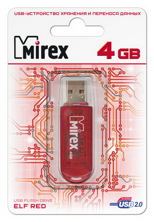 Флеш накопитель USB 2.0 4Gb Mirex Elf (FMURDE04, red)