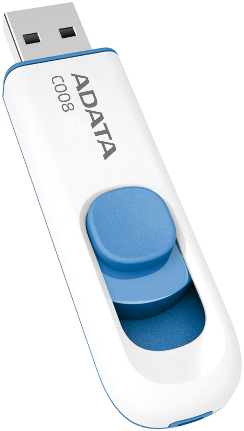 Флеш накопитель USB 2.0 16Gb ADATA C008 (AC008-16G-RWE, white-blue)