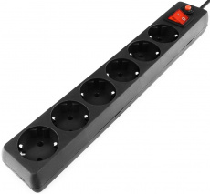 Сетевой фильтр Гарнизон (ECL-6-B-3, 6 розеток, 3 метра, 10A, black) OEM