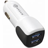Зарядное устройство от прикуривателя Dream CH18 (12/24V - USB, 2*USB, 2A + 1A, black- white)
