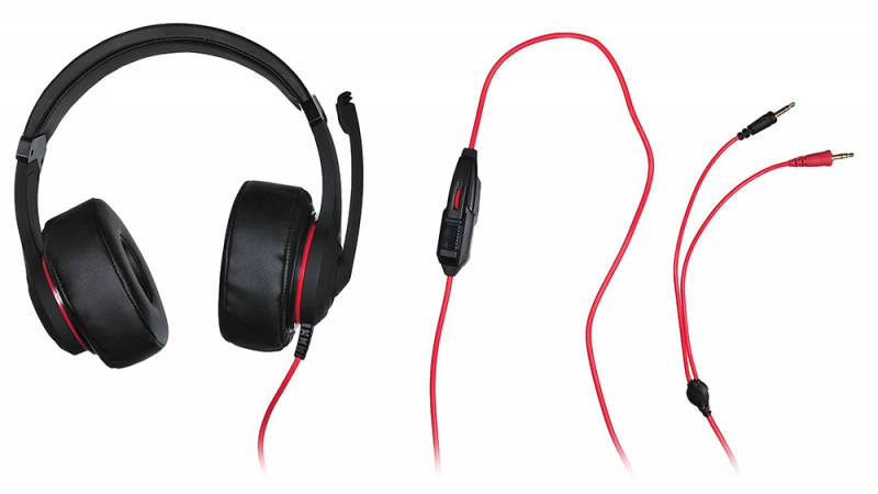 Наушники Oklick NIGHTMARE HS-L330G (накладные закрытые, с микрофоном, регулятор, игровые, 1.9m, black-red)