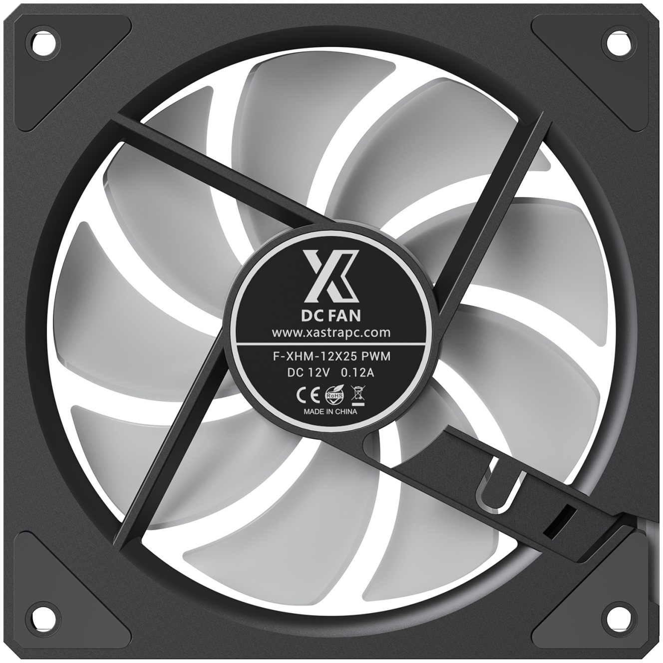 Вентилятор XASTRA FM120B ARGB (FM120-1BA-SXX-GL) (120x120x25mm, Hydro, 600-1500rpm, <26dBa, 4pin, PWM, ARGB LED, black) RTL