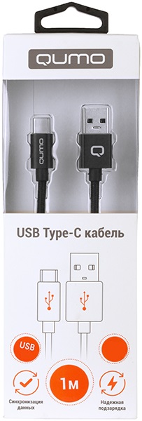 Кабель USB 2.0 Am - Type-C 1.0m (22470, 2A, 10W, black) QUMO