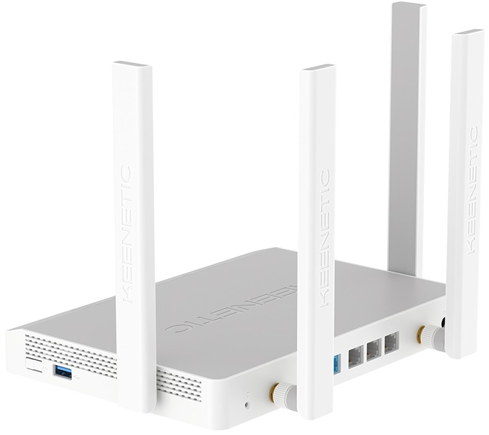 Роутер Keenetic Hero 4G+ (KN-2311) (574/1201Mbps, 2.4/5GHz, 4 ports, 1000Mbps, 2 внешние несъёмные антенны 5dBi, 2 внешние сменные антенны 4G, USB3.0, USB Printer/FTP Server/3G/4G/LTE, Micro SIM, grey-white)
