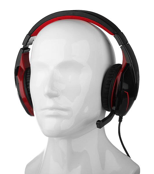 Наушники QUMO Bionic GHS 0002 (полноразмерные закрытые, c микрофоном, игровые, регулятор, 2.0m, black-red)