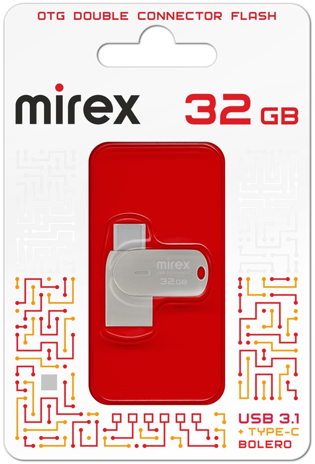 Флеш накопитель USB 3.1 32Gb Mirex BOLERO (USB 3.1 + USB Type-C, OTG, silver)