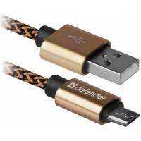 Кабель USB 2.0 Am - micro USB 1.0m (USB08-03T PRO, 2.1A, нейлоновая оплётка, gold) Defender