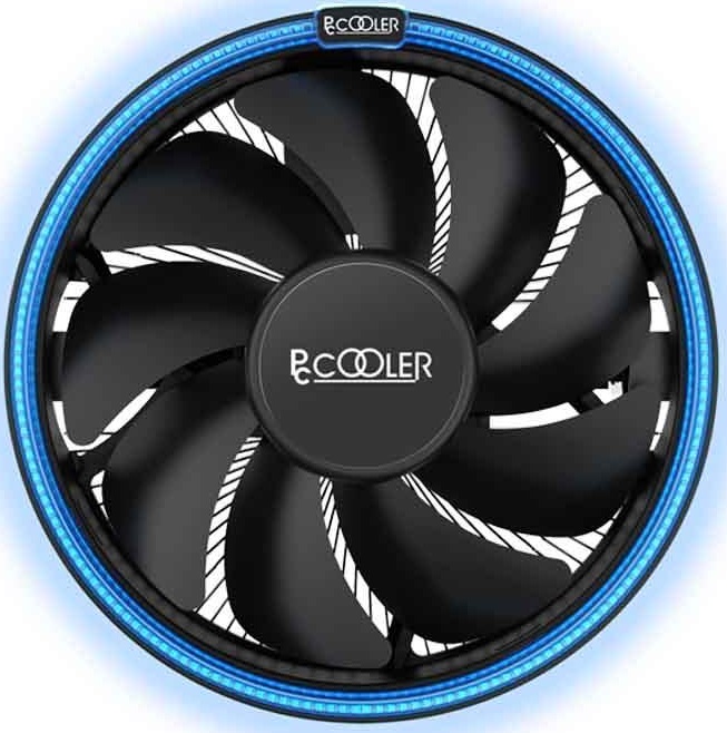 Вентилятор PCCOOLER E126MB (1150/1151/1155/1156/1200/1700/AM3/AM4/AM5, 120mm, Al, Hydro, 1000-1800rpm, <27dBa, 4pin, PWM, 92W, blue LED, black) RTL