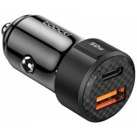 Зарядное устройство от прикуривателя Toocki TQ-CC25 (12/24V - USB, USB Type-C, 5V/3А, 9V/3A, 12V/2.5A, 50W max, black)