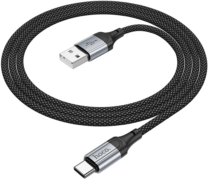 Кабель USB 2.0 Am - Type-C 1.0m (X102 Fresh, 3A, быстрая зарядка, нейлоновая оплётка, black) hoco