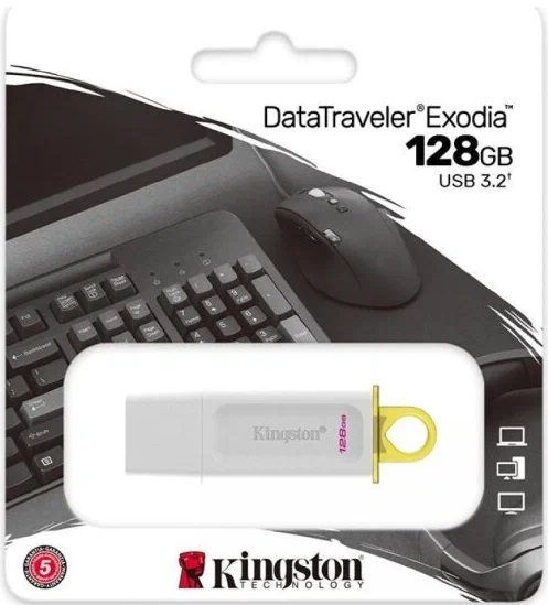 Флеш накопитель USB 3.2 128Gb Kingston DT Exodia (KC-U2G128-5R, white-yellow)