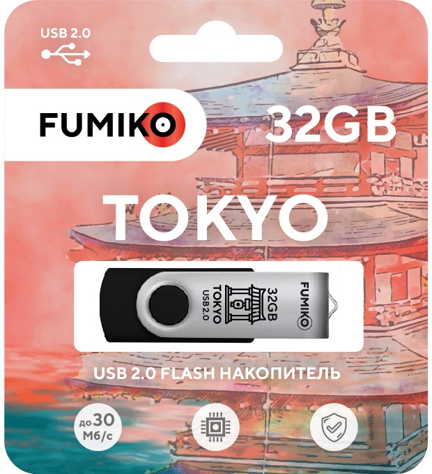 Флеш накопитель USB 2.0 32Gb FUMIKO TOKYO (FTO-04, 30MB/s, black)