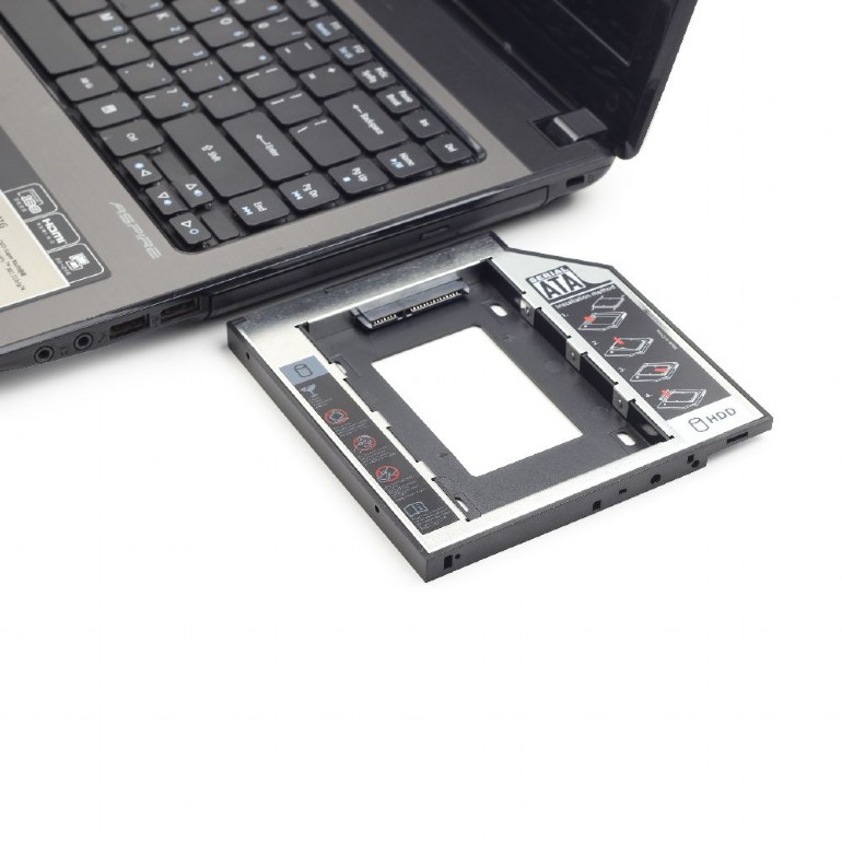 Крепление для установки 2.5" SSD/HDD в отсек привода ноутбука (MF-95-01, SATA, 9.5mm, металл) Gembird