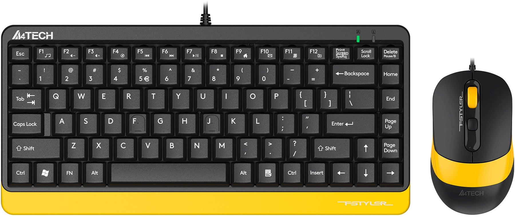 Клавиатура+мышь беспроводные A4TECH Fstyler FG1110 (black-yellow)