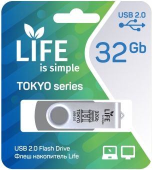 Флеш накопитель USB 2.0 32Gb LIFE TOKYO (LF32TOSILVER-01, silver)