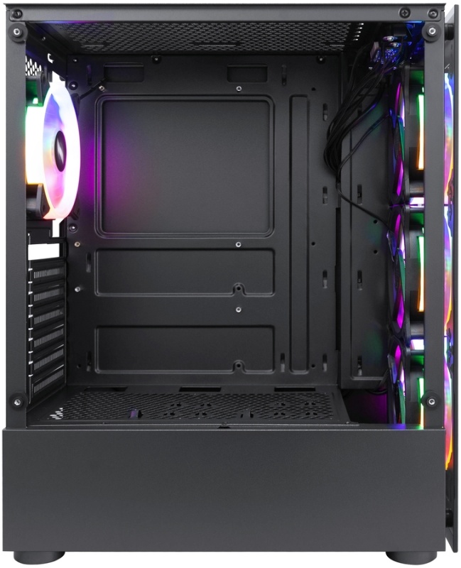 Корпус 1STPLAYER FIRE DANCING V2-A (V2-A-4R1) (без БП, ATX, USB3.0, 4x rainbow LED Fan, black)