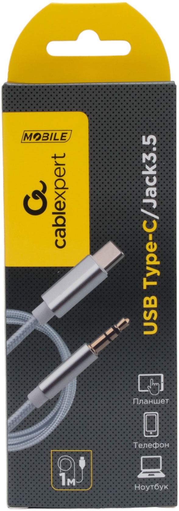 Кабель-переходник USB Type-C (m) - 3.5mm Jack (m) (CCAB-CM35M-1M-W, медь, 1m, white-silver) Cablexpert