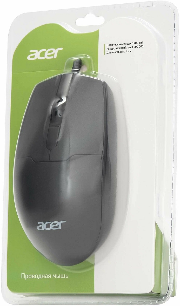 Мышь Acer OMW126 (ZL.MCEEE.010) (USB, optical, 1200dpi, 1.5m, black)