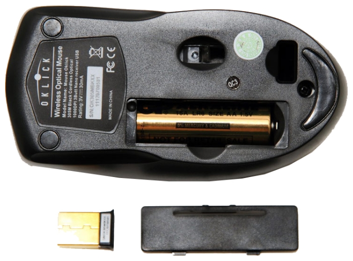 Мышь беспроводная Oklick 305M (optical, 1000dpi, 1*AA, black)