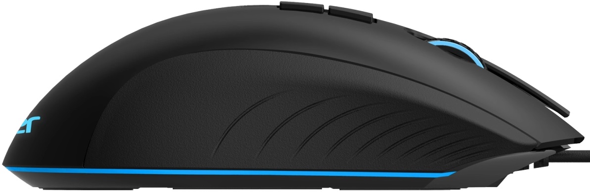 Мышь Acer OMW123 (USB, optical, 6400dpi, игровая, RGB подсветка, 1.8m, soft-touch, black)