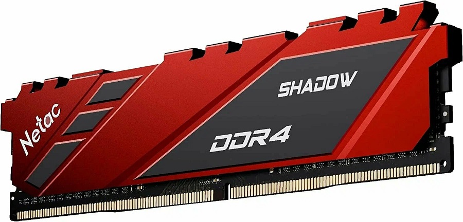 Память DDR4 16Gb PC25600, 3200MHz, Netac (Shadow NTSDD4P32SP-16R, 1.35V, red)