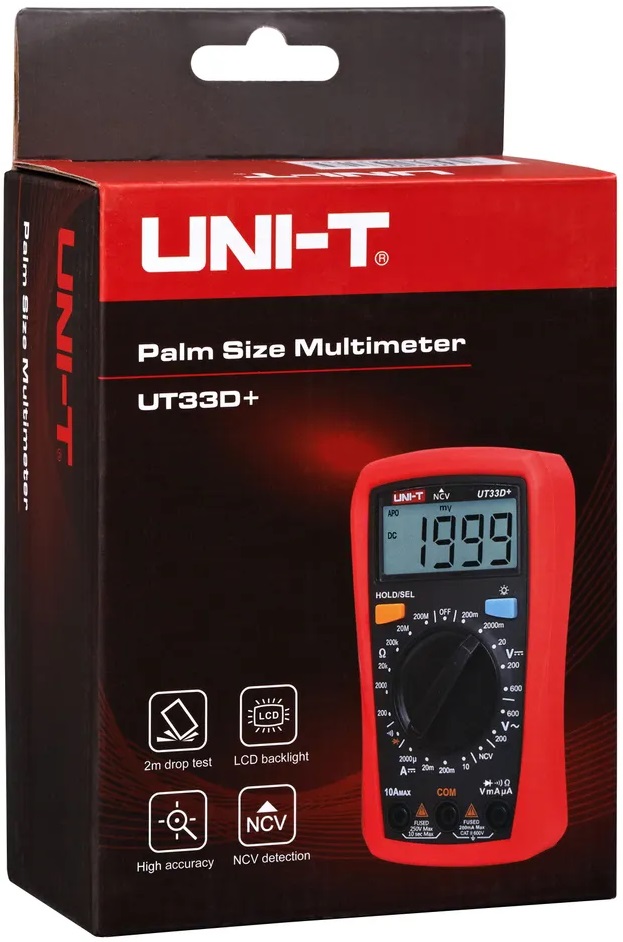Мультиметр UNI-T UT33C+ (компактный, противоударный, black-red)