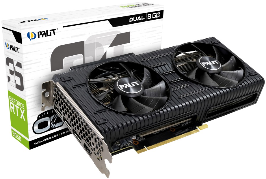 Видеокарта Palit GF RTX3050 DUAL OC 8Gb (128bit, GDDR6, HDMI+3xDP) RTL