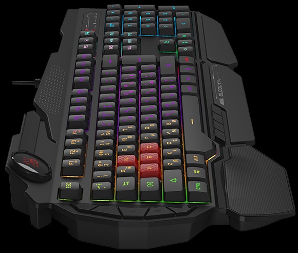Клавиатура A4Tech Bloody B310N (USB, поддержка ПО Bloody KeyDominator (для создания макросов, профилей, полной настройки RGB подсветки), игровая, мультимедийная, Anti-Ghosting, 1.8m, black)