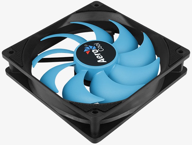 Вентилятор AeroCool Motion 12 Plus (120x120x25mm, Hydro, 1200rpm, 22dBa, 3+4pin, black-blue) RTL