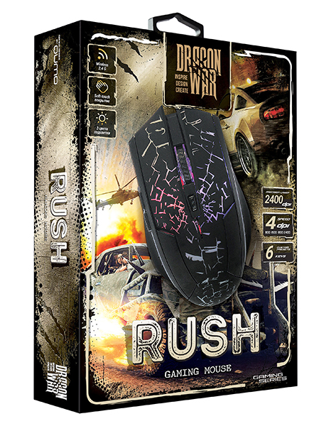 Мышь беспроводная QUMO Rush (optical, 4000dpi, игровая, аккумулятор, black)