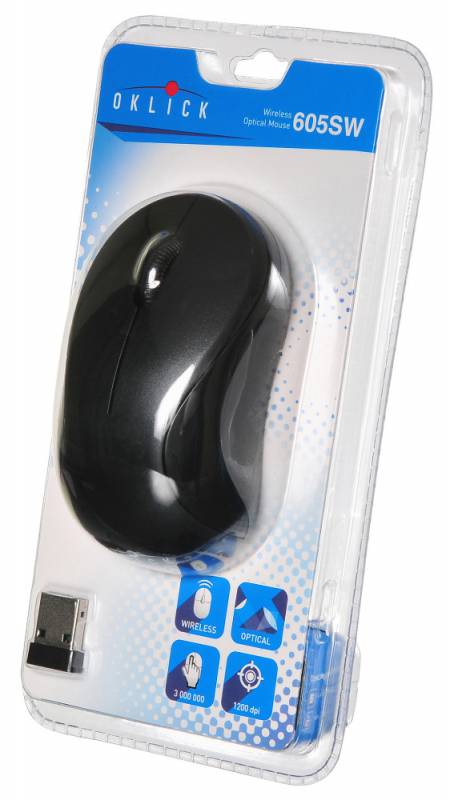 Мышь беспроводная Oklick 605SW (optical, 1200dpi, AAA, black)
