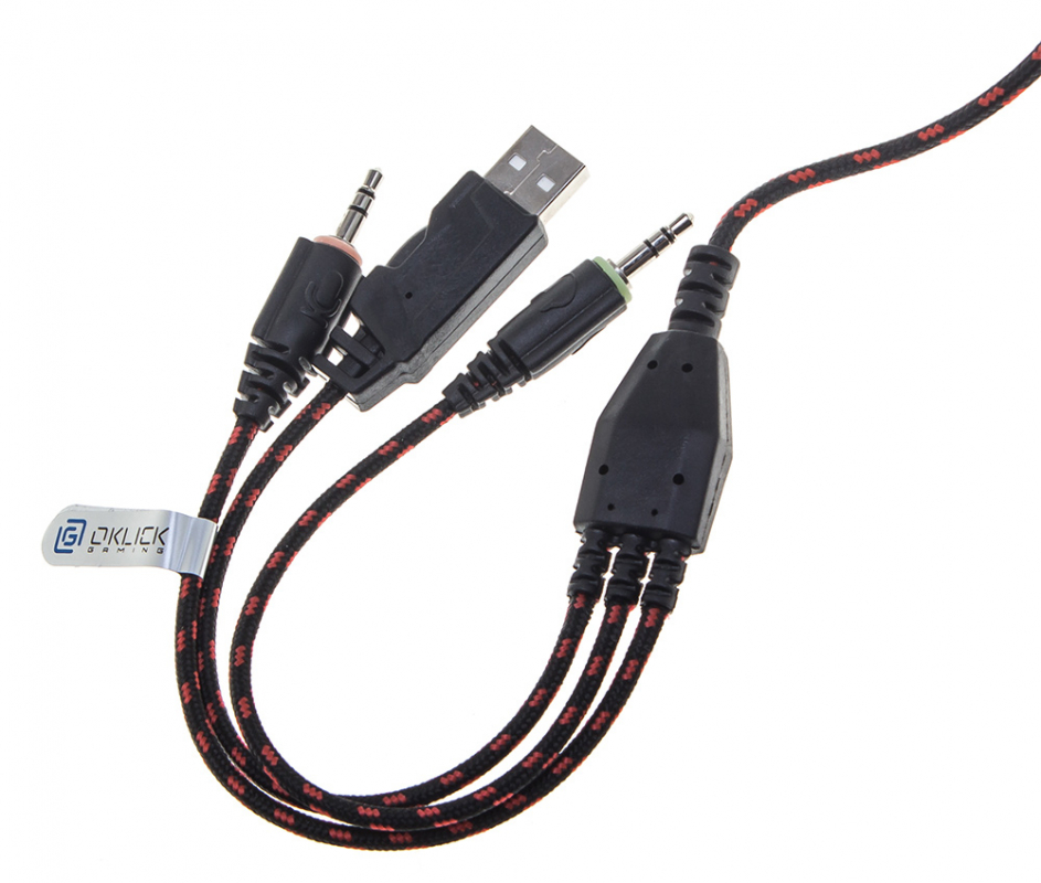 Наушники Oklick TOXIC HS-L500G (полноразмерные закрытые, с микрофоном, регулятор, игровые, 2.2m, black-red)