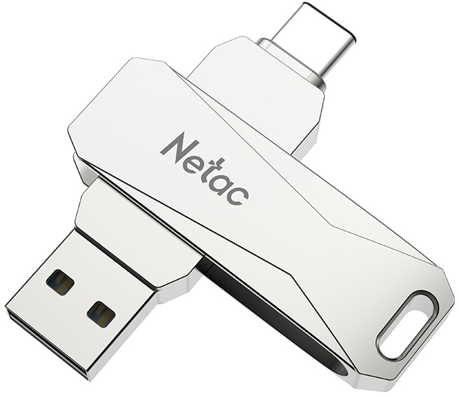 Флеш накопитель USB 3.0 128Gb Netac U782C (NT03U782C-128G-30PN, OTG, Type-C, silver)