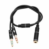 Переходник 3.5 Jack 4pin (f) - 2x3.5 Jack 3pin (m) (black)
