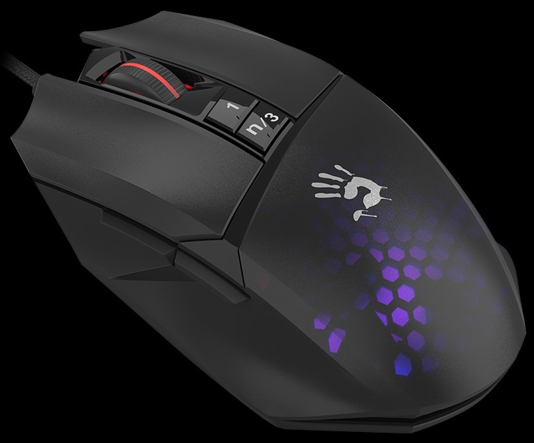 Мышь A4Tech Bloody W65 Max Mini (USB, optical, 12000dpi, игровая, RGB подсветка, программируемая, 1.8m, soft-touch, honeycomb)