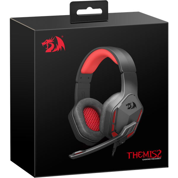 Наушники Redragon THEMIS 2 (полноразмерные закрытые, c микрофоном, регулятор, игровые, 2m, black-red)