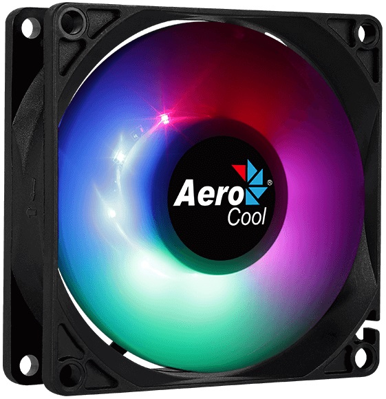 Вентилятор AeroCool Frost 8 (80x80x25mm, Sleeve, 1500rpm, 28dBa, 3+4pin, RGB fixed LED, black-white) RTL