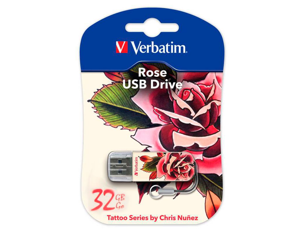 Флеш накопитель USB 2.0 32Gb Verbatim Store n Go Mini Tattoo Edition (49896, Rose)