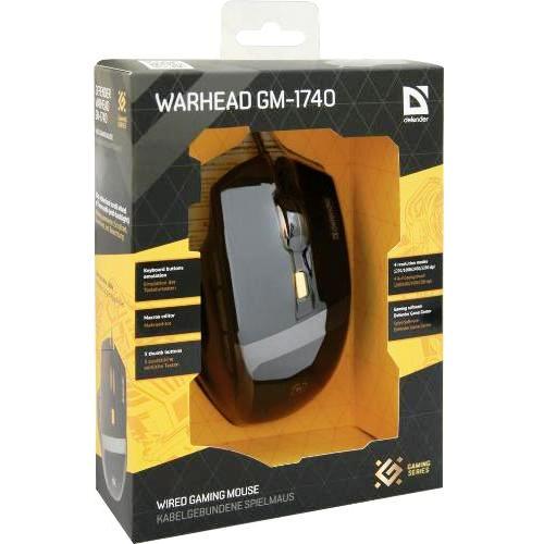 Мышь Defender Warhead GM-1740 (USB, optical, 3200dpi, игровая, black)