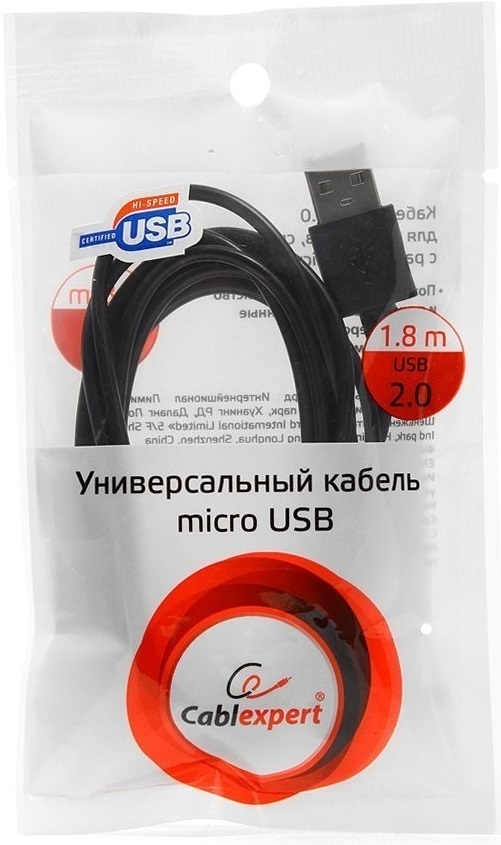 Кабель USB 2.0 Am - micro USB 1.8m (CC-mUSB2-AMBM-1.8M, black) Cablexpert