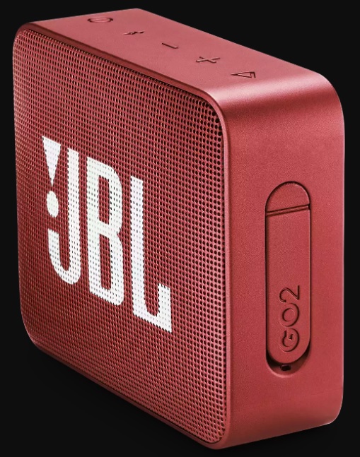 Колонка JBL GO 2 (3W, портативная, аккумулятор 730mAh, до 5ч, Bluetooth v.4.1, микрофон, громкая связь, AUX, защита от воды, ruby red)
