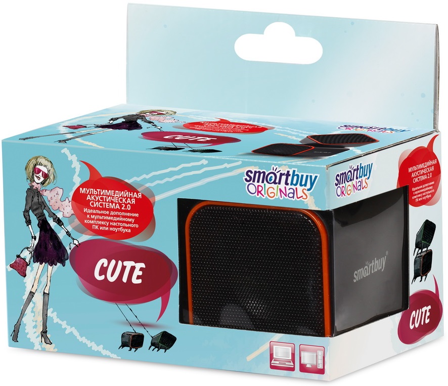 Колонки Smartbuy CUTE SBA-2590 (2x3W, USB, black-red)